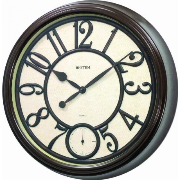 Rhythm Value Added Wall Clock 3D Dial Ring Sub-Second Hand Analog